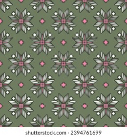 Japanese Star Geometric Flower Vector Seamless Pattern