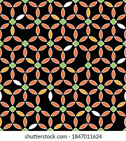 Japanese Star Leaf Mosaic Vector Seamless Pattern