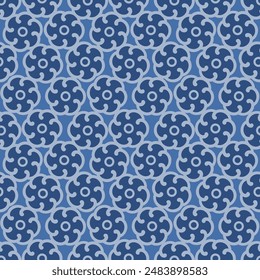 Japanese Star Wave Wheel Vector Seamless Pattern