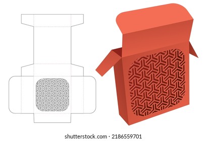 Japanese stenciled box die cut template and 3D mockup