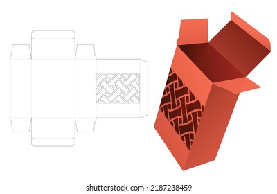 Japanese stenciled packaging box die cut template and 3D mockup