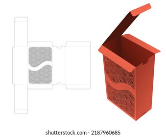 Japanese stenciled pattern packaging with stenciled pattern die cut template and 3D mockup