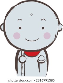 Japanese stone jizo character illustration