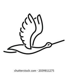 Japanese stork icon outline vector. Fly bird. Cute stork