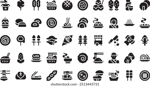 Japanese street food icons High-Quality Vector Icons Collection with Editable Stroke. Ideal for Professional and Creative Projects.