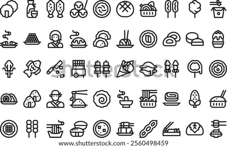 Japanese street food icons High-Quality Vector Icons Collection with Editable Stroke. Ideal for Professional and Creative Projects.