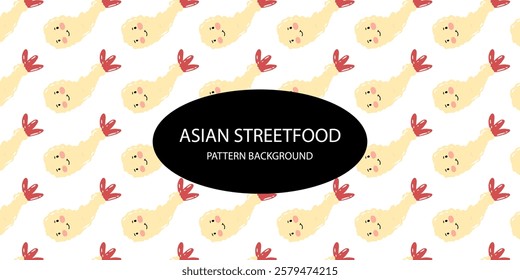 japanese streetfood pattern background. cartoon food theme