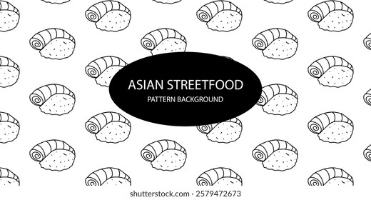 japanese streetfood popular pattern background. sushi background. takoyaki, asian pattern