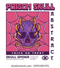 Japanese Streetwear Design Skull Spider Illustration