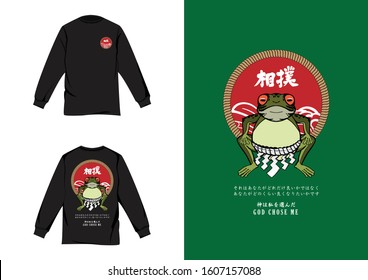 Japanese Streetwear Longsleeve translation : Sumofrog, challenge your life