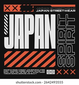 Japanese streetwear t-shirt design, Urban japan graphic, Tokyo japan poster vector, Japan culture design collection, Geometric streetwear for apparel