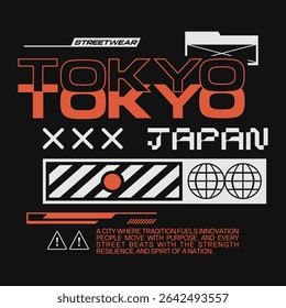 Japanese streetwear t-shirt design, Urban japan graphic, Tokyo japan poster vector, Japan culture design collection, Geometric streetwear for apparel