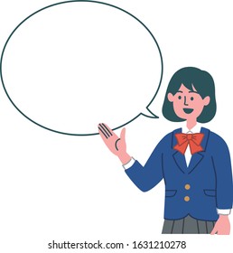Japanese student girl blazer gesture