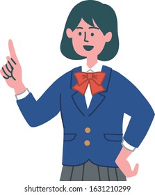 Japanese student girl blazer gesture