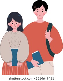 Japanese student girl and boy