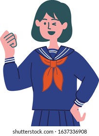 japanese student girl emotion gesture