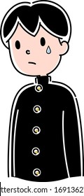 The japanese student who is confused and feel sad (boy)