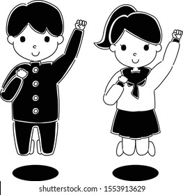 Japanese student(Jumping, Junior high school or High school)