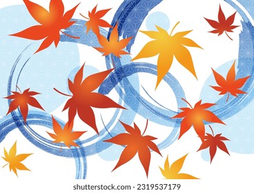 
Hojas de otoño de estilo japonés, ilustración vectorial