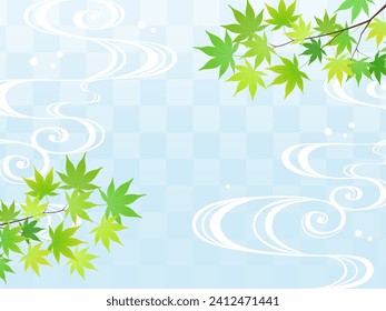 Japanese style background of blue maple and running water pattern