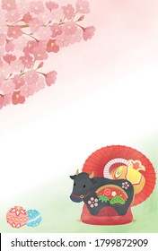 Japanese style background of cow