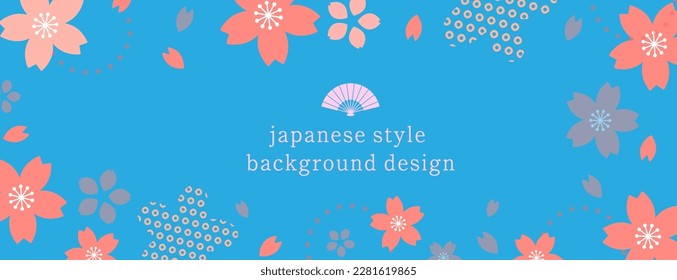 Japanese style background design with cherry blossom motif. image of Japan. traditional pattern