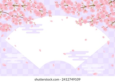 japanischer Hintergrund mit Kirschblüten und japanischem Muster