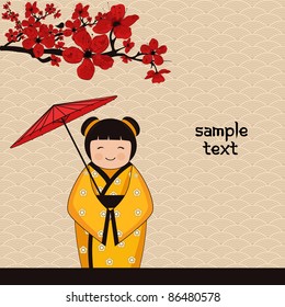 japanese style background with japanese girl