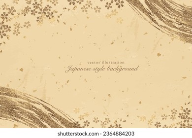 Japanese style background with gold and brush lines