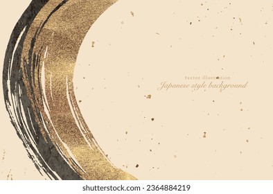 Japanese style background with gold and brush lines