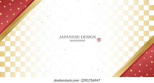 Japanese style background with golden checkered pattern.