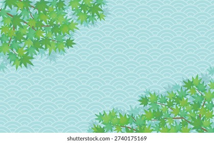 Japanese style background, green maple, cool texture