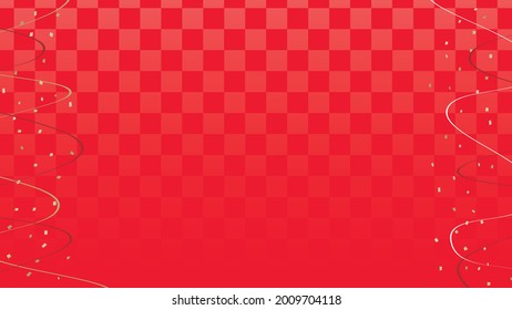 Japanese style background illustration with red checkered pattern