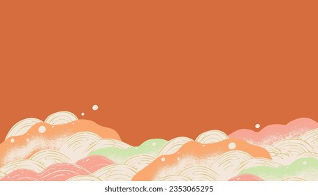 Japanese style background illustration with sea waves