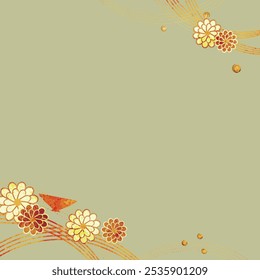 Japanese style background image with yellow background and flowers