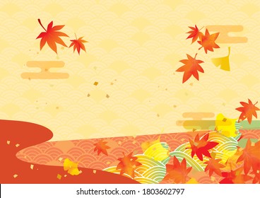 Japanese style background material of autumn leaves