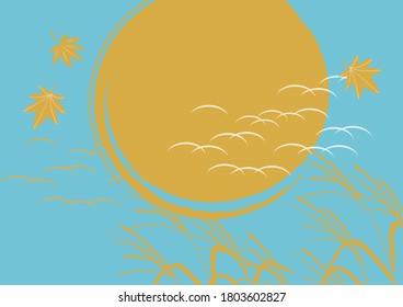 Japanese style background material of autumn leaves