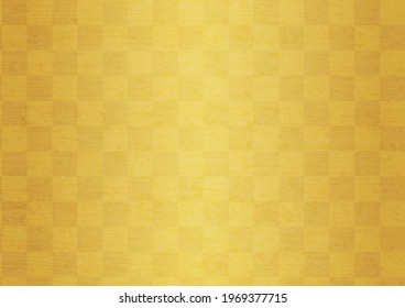 Japanese style background material for celebration. Checkered pattern (large pattern, golden, A3, A4 ratio)