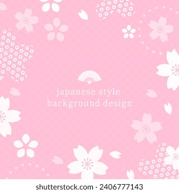 Material de fondo de estilo japonés con motivos de flor de cerezo, plantilla de diseño de color de primavera