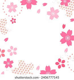 Japanese style background material with cherry blossom motif, spring color design template