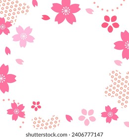 Japanese style background material with cherry blossom motif, spring color design template