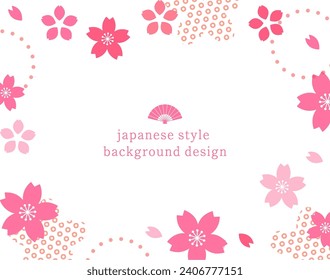 Japanese style background material with cherry blossom motif, spring color design template