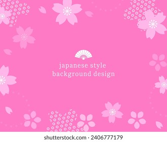 Japanese style background material with cherry blossom motif, spring color design template