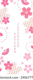 Japanese style background material with cherry blossom motif, spring color design template