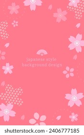 Japanese style background material with cherry blossom motif, spring color design template