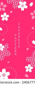 Japanese style background material with cherry blossom motif, spring color design template