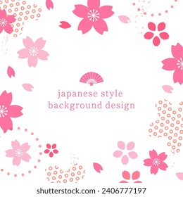 Japanese style background material with cherry blossom motif, spring color design template