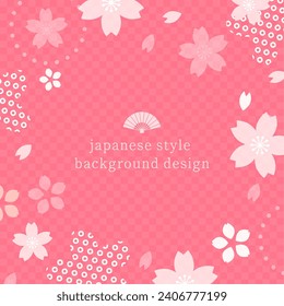 Japanese style background material with cherry blossom motif, spring color design template