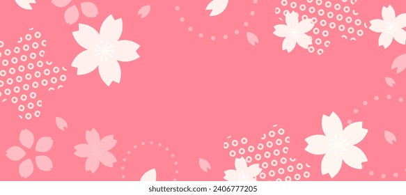 Japanese style background material with cherry blossom motif, spring color design template