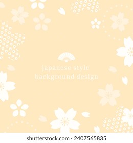 Japanese style background material with cherry blossom motif, spring color design template
